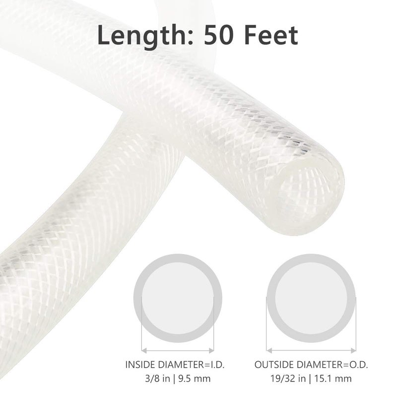 Eastrans 3/8" ID x 50 Ft High Pressure Braided Clear PVC Vinyl Tubing Flexible Vinyl Tube, Heavy Duty Reinforced Hose Tubing, BPA Free and Non Toxic - Image 2